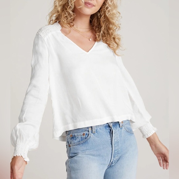 Bella Dahl Smocked Yoke Blouse Light Pink sz S - Picture 2 of 10